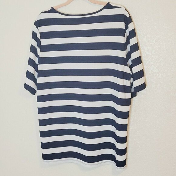 Chicos Blue and White Stripe Jersey Short Sleeve Top Size 3 - Picture 4 of 8